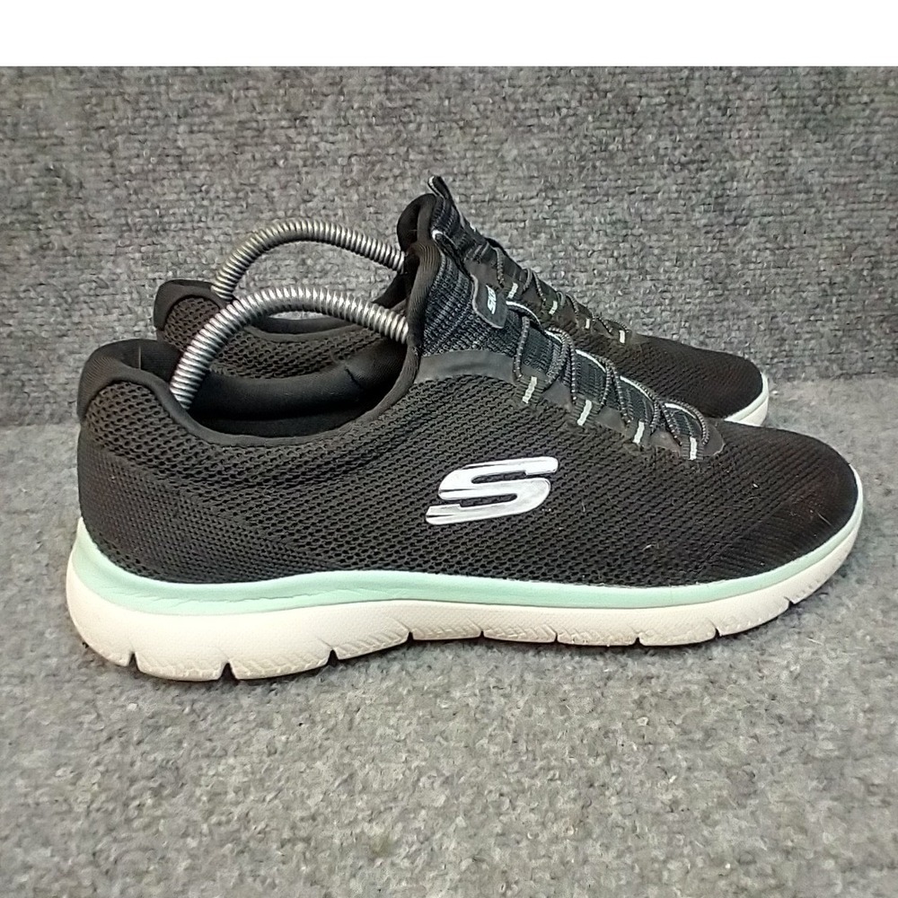 Skechers Summits Quick Getaway Black Turquoise Bungee Sneakers 149206 BKTQ 10